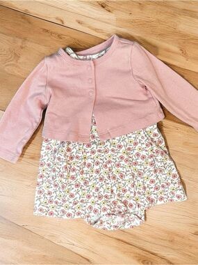 Carters 3-6 mo girls pastel floral dress and sweater
